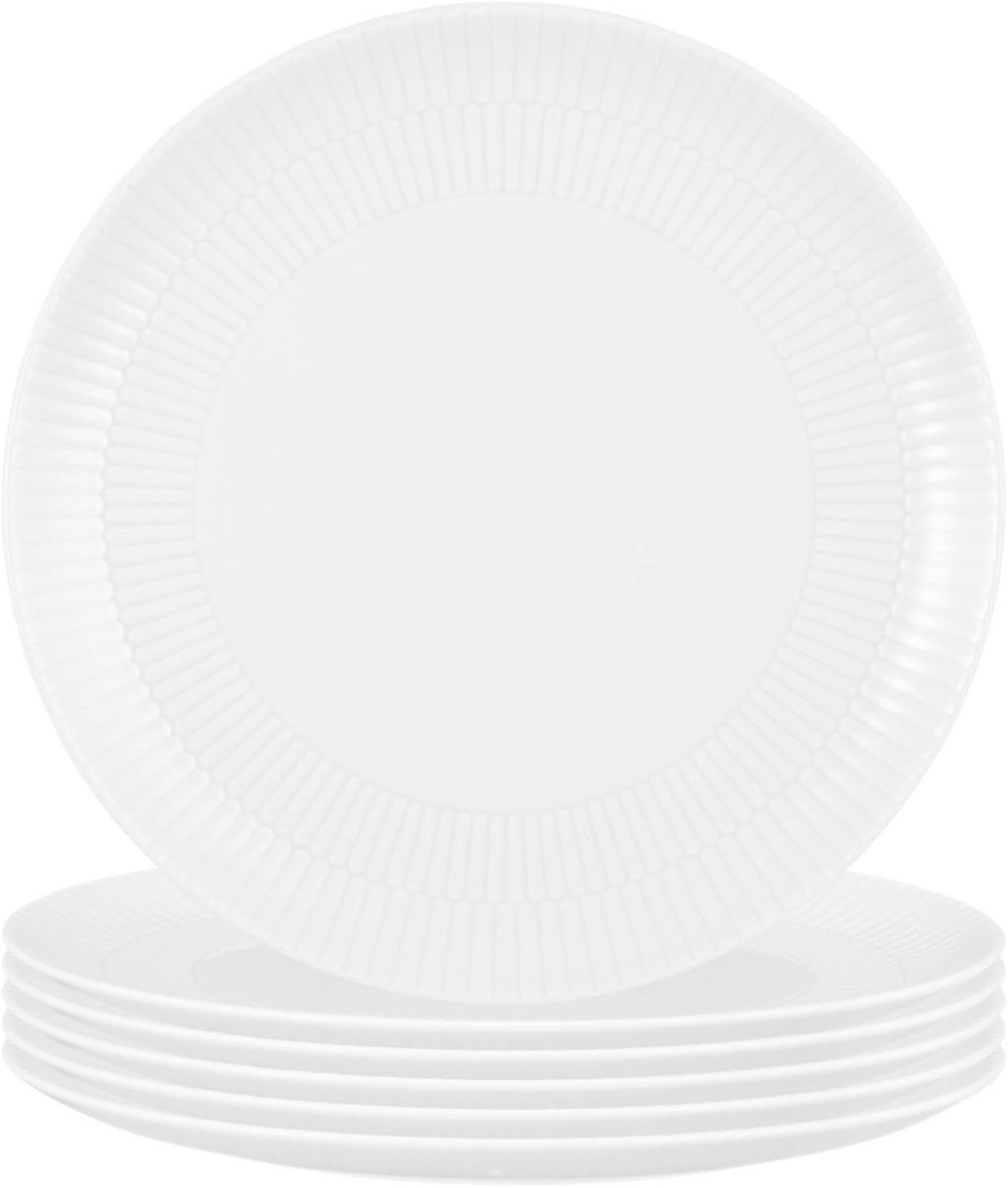 Set van 6 Witte Platte Borden 28 cm - Vaatwasserbestendig Porselein