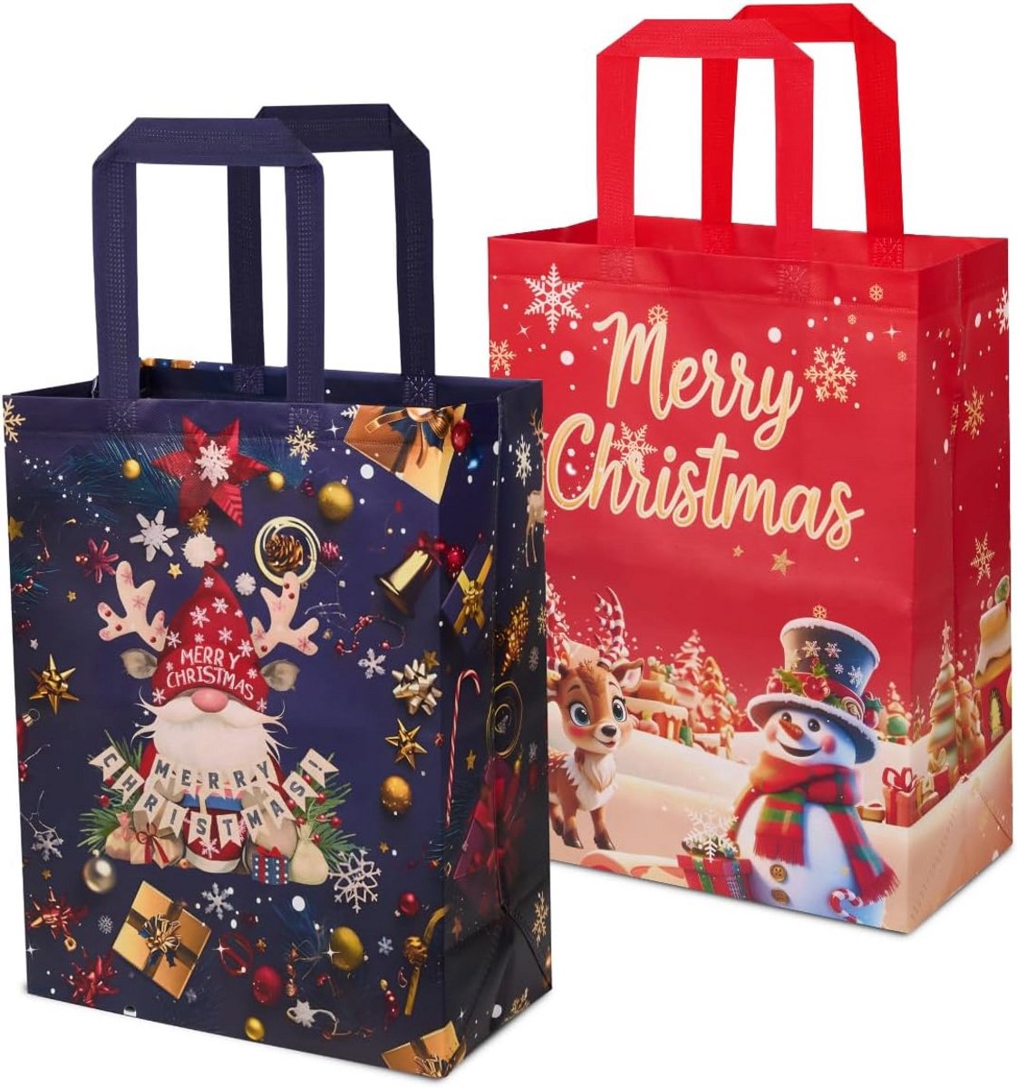 Set van 2 Grote Herbruikbare Cadeau- en Boodschappentassen voor Kerst