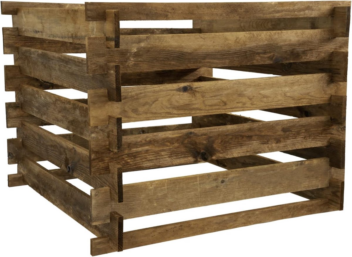 Houten Compostbak 120x120x70 cm - Geïmpregneerd Grenen Tuinbak met Insteeksysteem