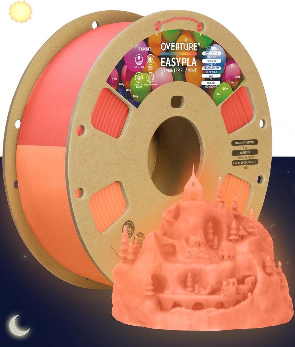 Lichtgevend PLA Filament 1.75mm voor 3D Printer, 1kg Spoel, Hoge Precisie