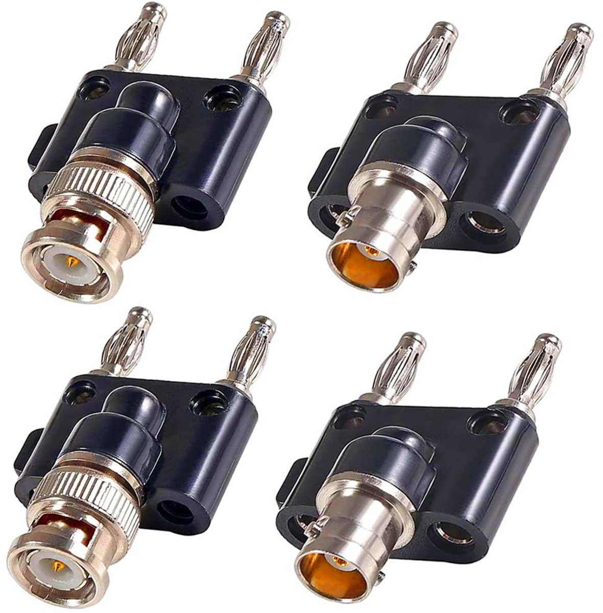 2-delige Set BNC naar Dubbele Banaan Adapter Set - RF Coaxiale Connector Kabels