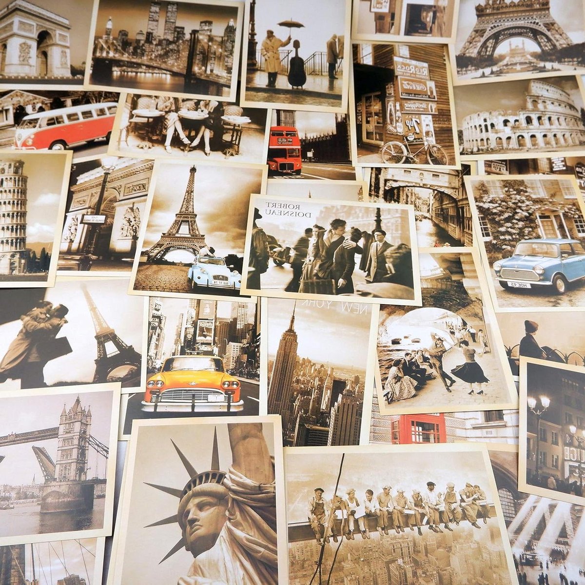 32 vellen ansichtkaarten met Europese gebouwen, vintage retro ansichtkaarten set, poster ansichtkaarten - 14 x 10 cm.
