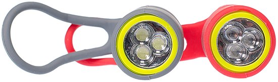 Simson LED fietslampenset - 3 LED's - 29/13.5 LUX - Silicone behuizing - Inclusief batterijen — afbeelding 2