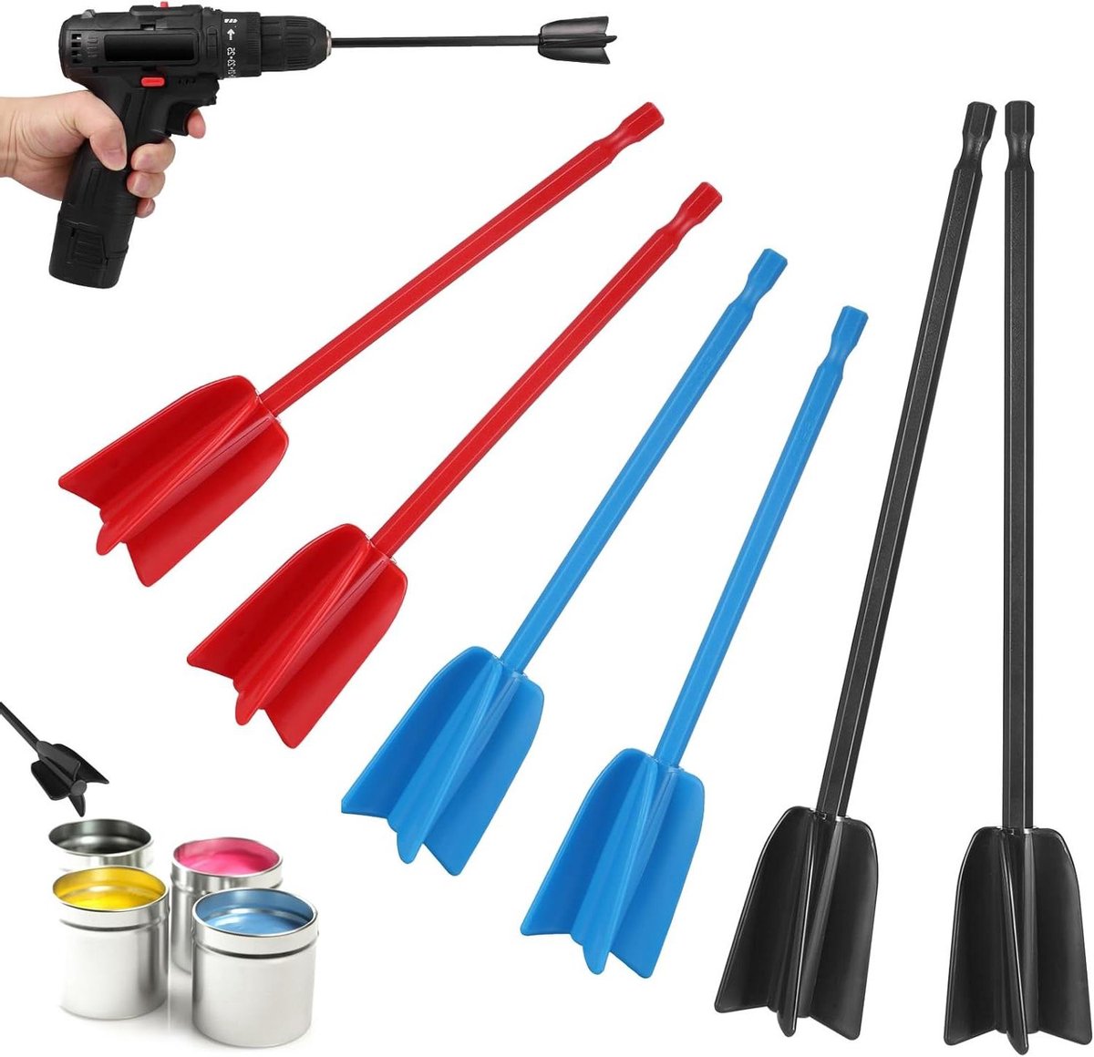 6-delige set herbruikbare boormixers voor epoxyhars, keramiek en meer.