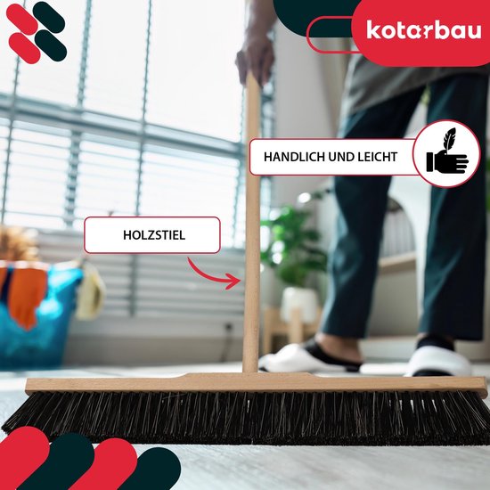 KOTARBAU® Straatbezem met Steel, van Hout, 60 cm, Buitenbezem, Tuinbezem, Bruin, Stevige Straatbezem, Harde bezem, Ergonomisch Ontwerp, voor Binnen en Buiten van KOTARBAU — afbeelding 4