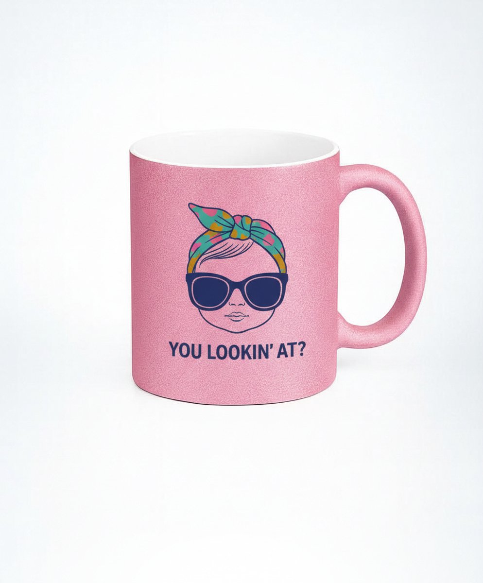 Glitter Baby Mok - "You Lookin' At?" Koffiemok