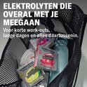 Waterdrop Recharge elektrolyten drinkmixen in nettas met sportkleding en waterfles.