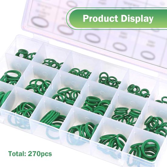 O-ringen Set - Rubberen Afdichtingen - Reparaties Uitvoeren - 270 Delig Assortiment - 18 Maten - Groen — afbeelding 5