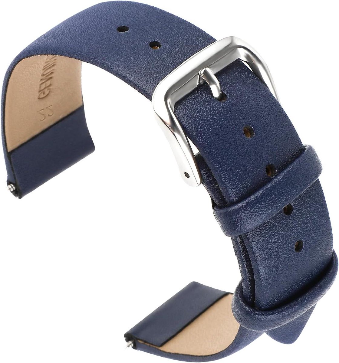 Zacht kalfsleren horlogebandje met snelsluiting, 22mm breed, voor universele horloges