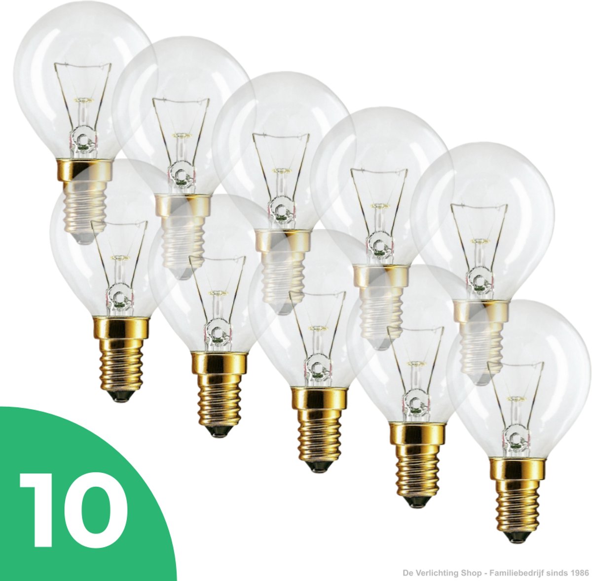Sidef Kogel Gloeilamp E14 - 11W - Warm Wit Licht (2700K) - 50 lm - 1 jaar - Dimbaar - 10 stuks
