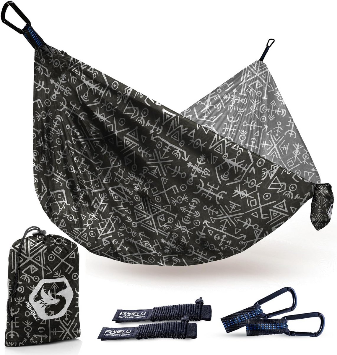 Foxelli Campinghangmat Lichte Nylon Draagbare Hangmat met Tree Straps en Karabijnhaken Ideaal voor Outdoor Backpacken Wandelen Kamperen Reizen Strand Tuin en Buiten