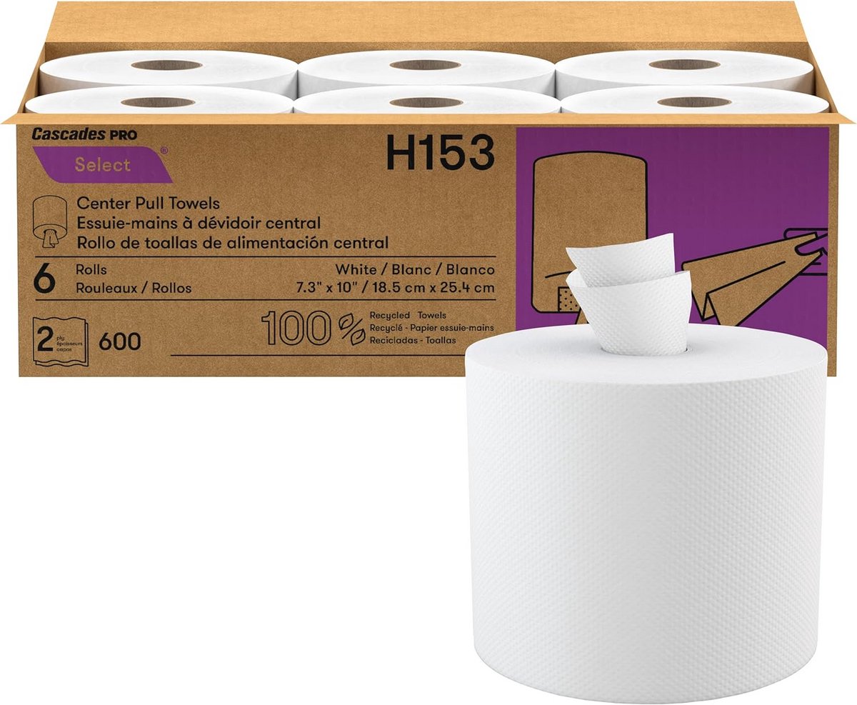Gerecycled Centerpull Papieren Handdoeken 2-Laags - Centerpull Papieren Handdoeken voor Dispers - Universele Pasvorm - Premieum Handdoeken in Bulk - 6 Rollen / 600 Vellen - Wit