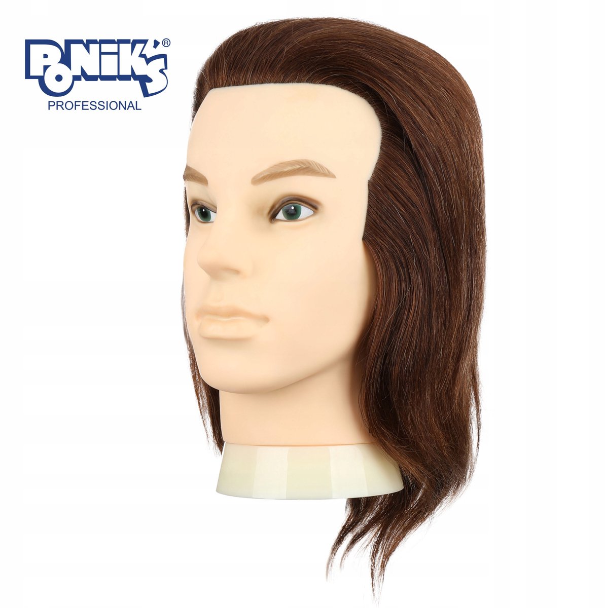Poniks Trainingshoofd - 100% Natuurlijk Menselijk Haar - Bruin Barbershop