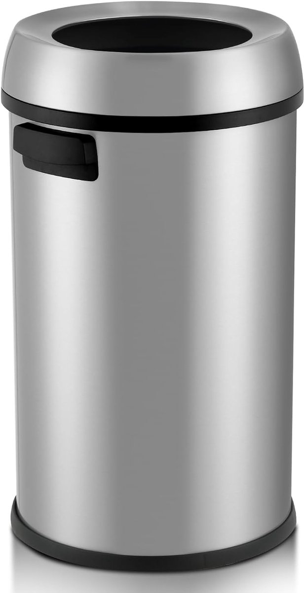 65L Prullenbak - Zware Kwaliteit Staal - 17 Gallon - Voor Binnen en Buiten – Commercieel & Thuisgebruik – Roestvrij & Met Handgrepen