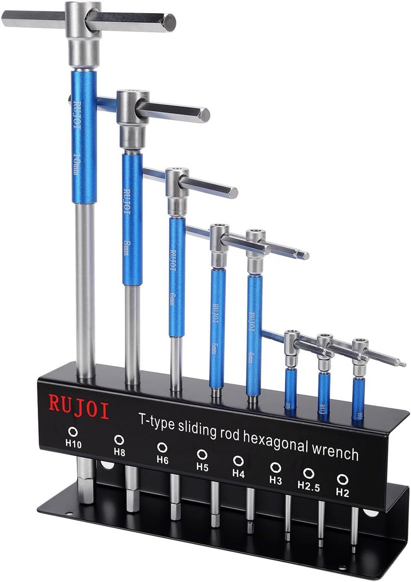 T-stang inbussleutel set 2-10mm verstelbare greep 8-delig