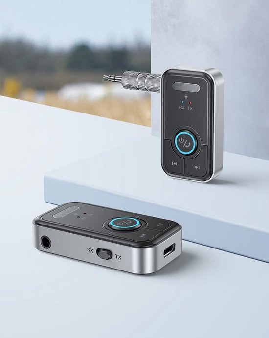 Ynkkvre - Bluetooth Audio Adapter TX/RX - Dual Mode Zender/Ontvanger - Bluetooth 5.3 - Voor Auto Radio en TV - Met Microfoon - Oplaadbaar - AUX 3.5mm Aansluiting - Plug & Play — afbeelding 2
