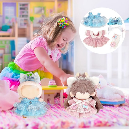 Popaccessoires voor 17 cm poppen, 2 poppenkleertjes, katoen en acrylvezel, geschikt voor kinderen vanaf 3 jaar van Merkloos — afbeelding 3