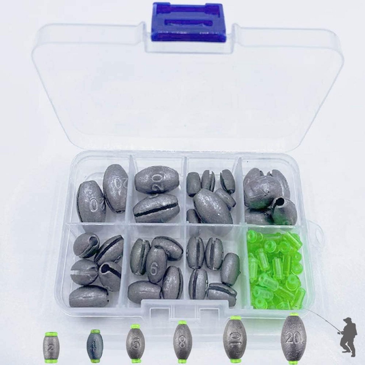 Set Loodgewichten Dropshotten Hengelsport - 30 Delen in 6 Maten (2g t/m 20g)