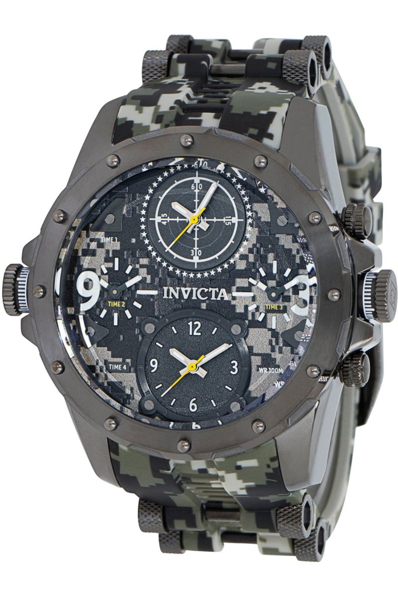 Invicta Coalition Forces 43768 Heren Horloge - Waterdicht - Analoog - Quartz Uurwerk - Roestvrij Staal met groene Wijzerplaat - 50mm