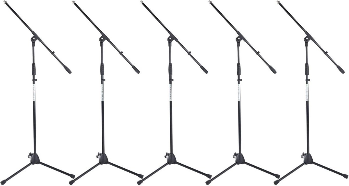 Microfoonstandaard met Zwenkarm Set van 5 - Stabiele Driepoot voor Podium en Studio