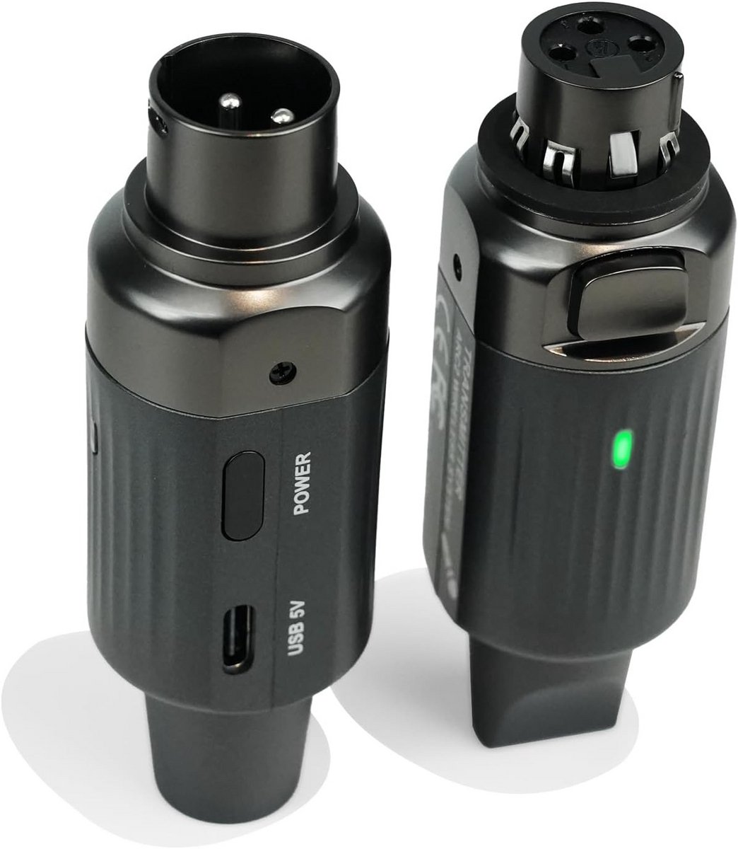 Draadloos XLR-microfoonsysteem met oplaadbare UHF-transmitter en -receiver