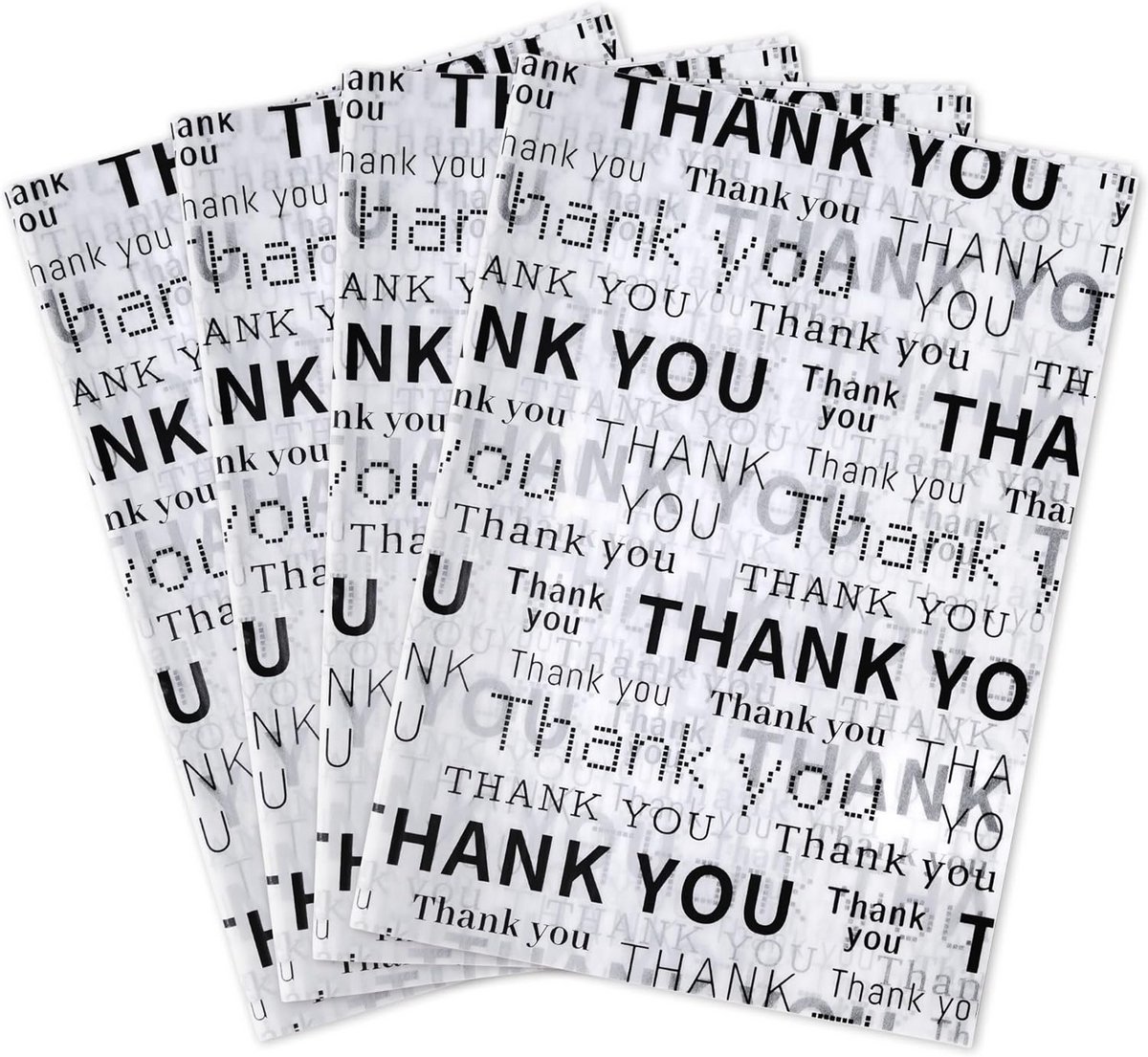 100 Vellen Bedankt Tissuepapier Wit met Gouden Opdruk voor Inpakken en Cadeauzakjes