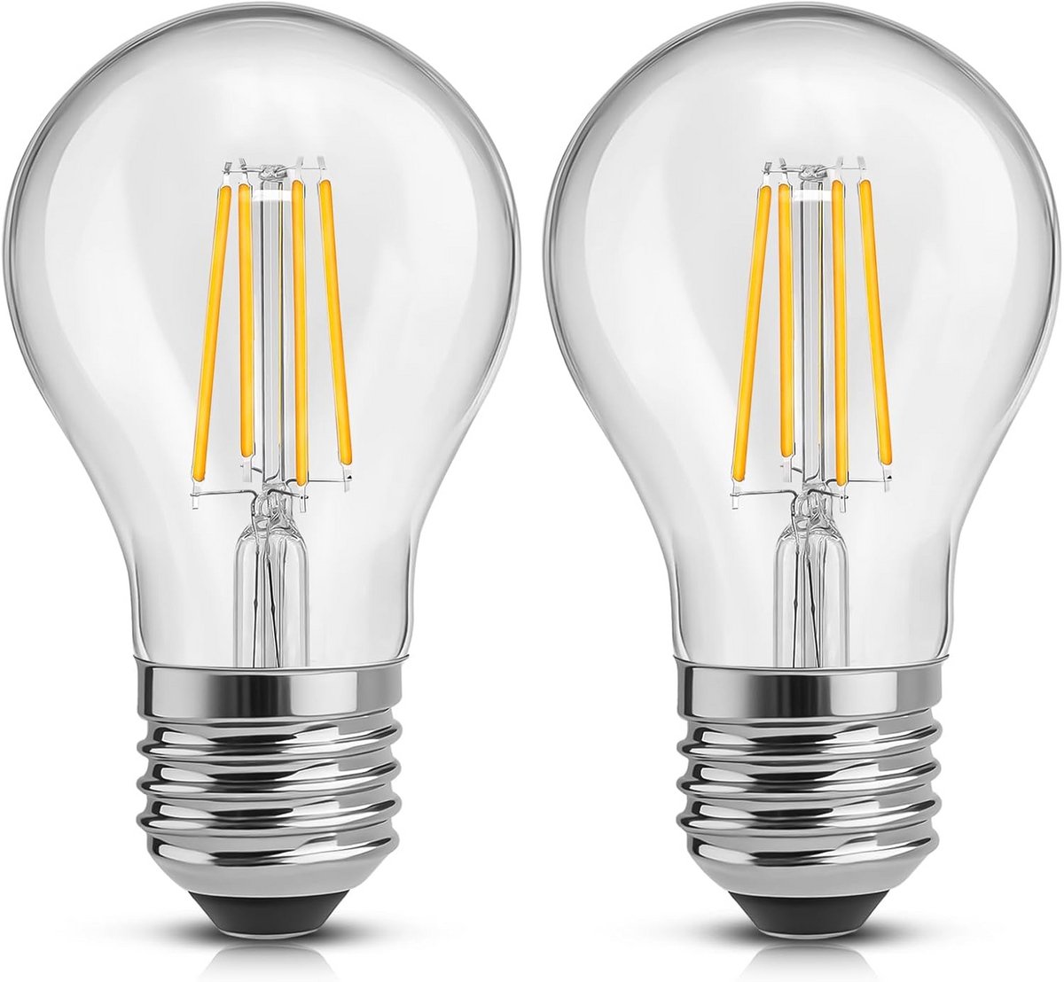Set van 2 LED Lichtbollen E27 Fitting 4W Warm Wit Gloeilamp Vervanging