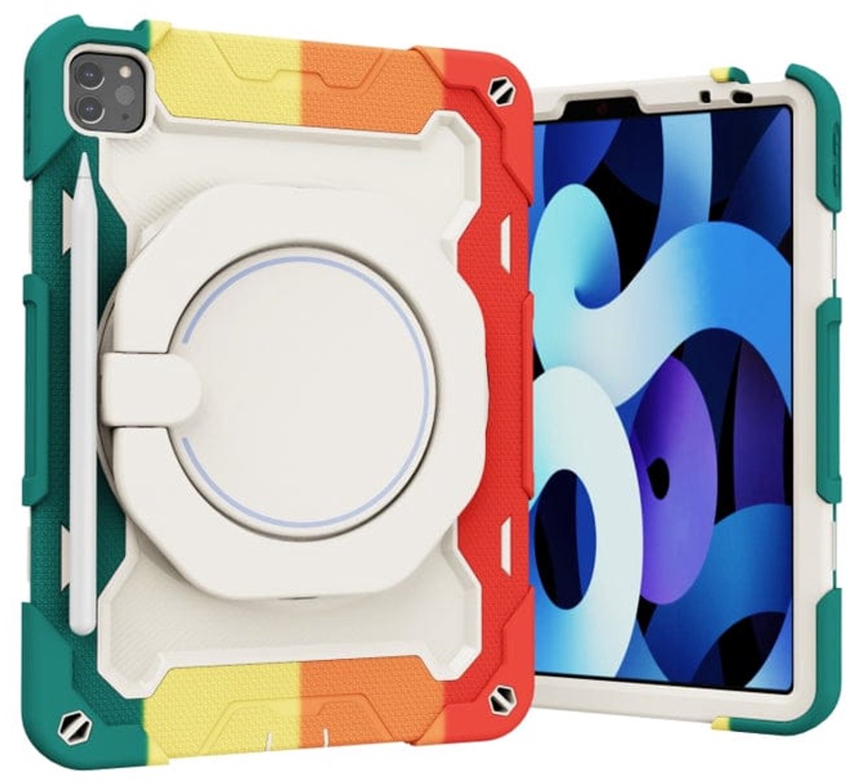 Armor Contrast Color Siliconen + Tablethoes voor iPad 12.9 inch Kleurrijk Multi color