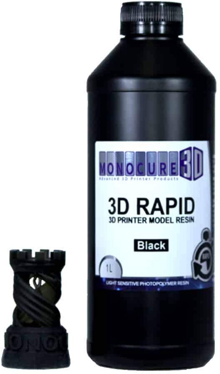 Zwarte UV Hars voor DLP 3D Printers - Snel Uithardend & Transparant - 1 Liter