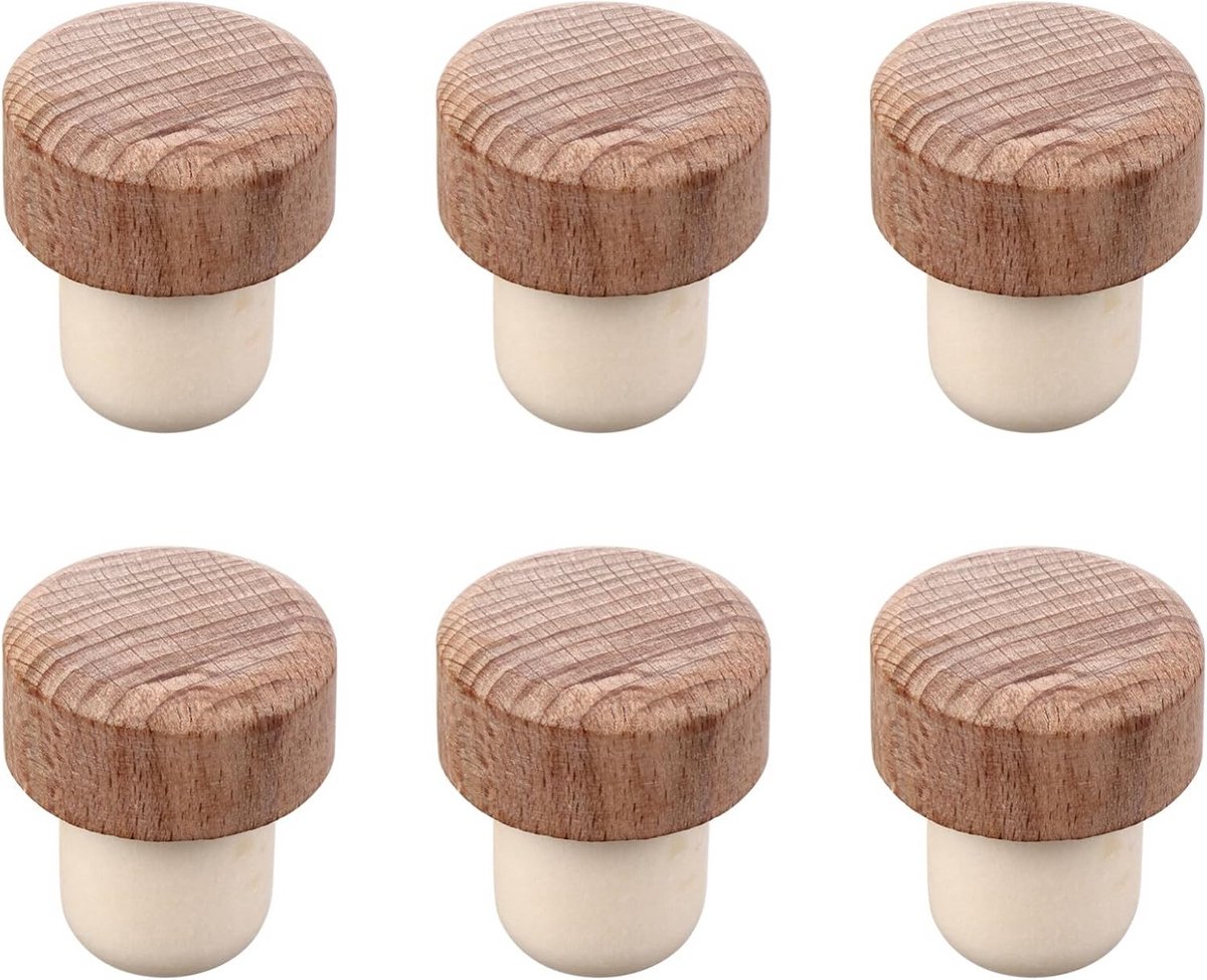 Houten Flessenkurken T-Vormig voor Wijn en Bier - 6 Stuks