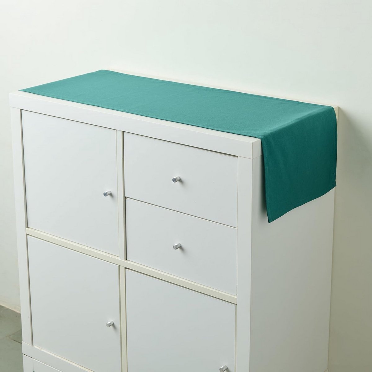 Luxe Katoenen Canvas Tafelloper 32x230 cm Smaragdgroen Duurzaam en Wasbaar