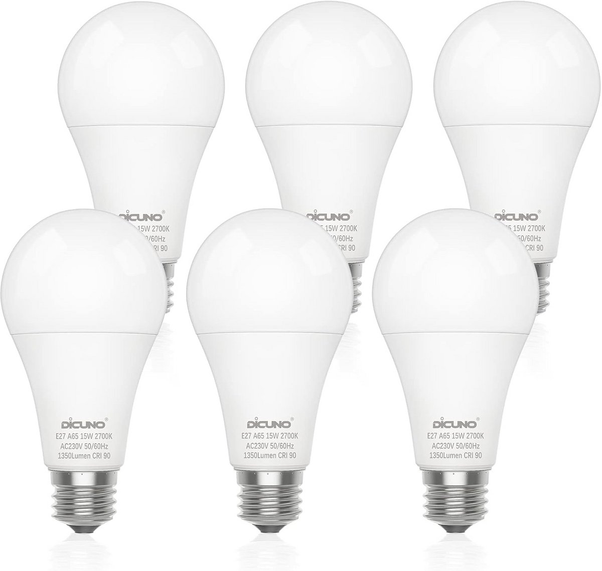 Set van 6 Ledlampen E27 Warm Wit 1350LM Hoogwaardige Verlichting