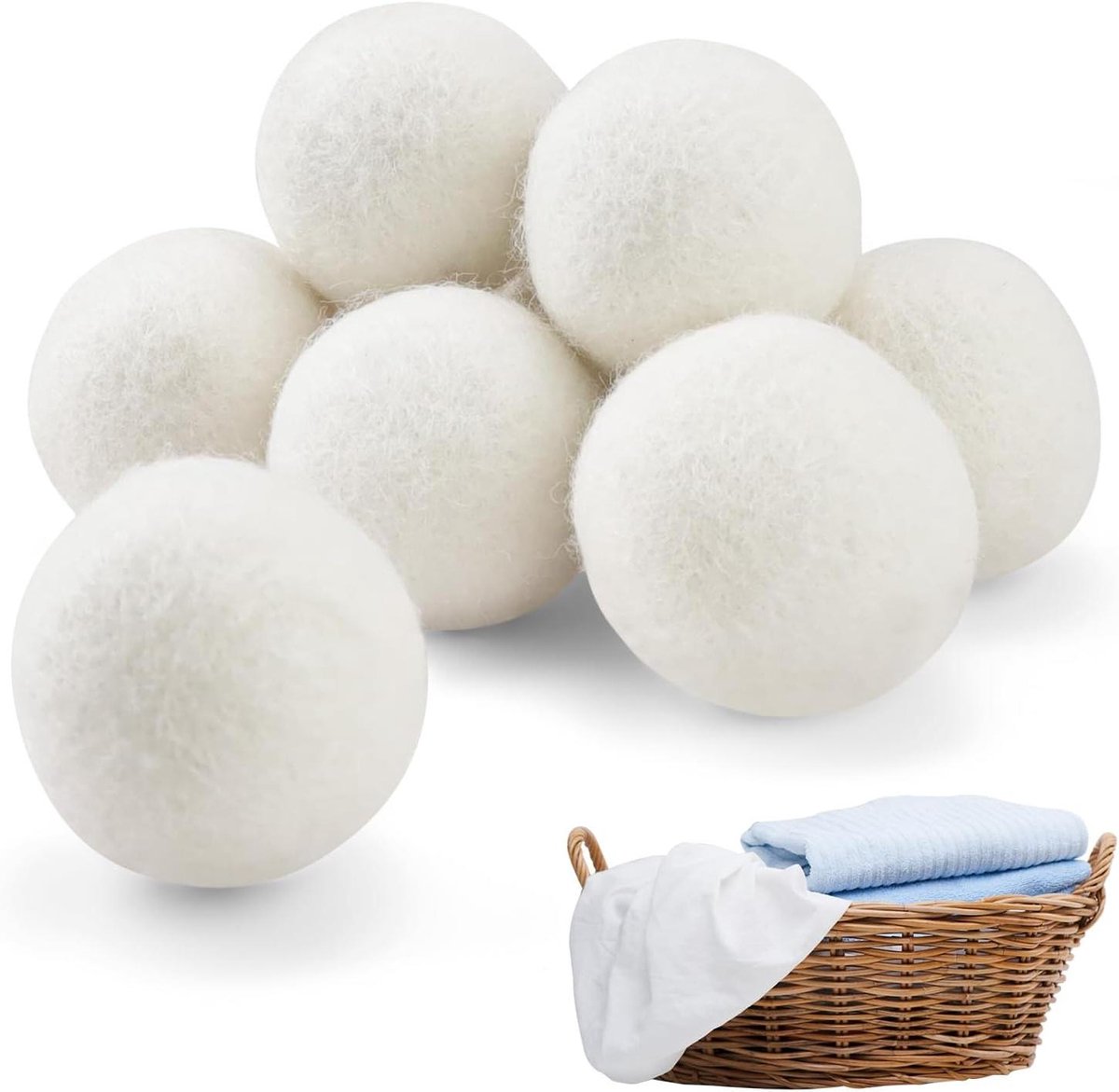 Set van 9 natuurlijke droogballen van 100% schapenwol voor wasdroger