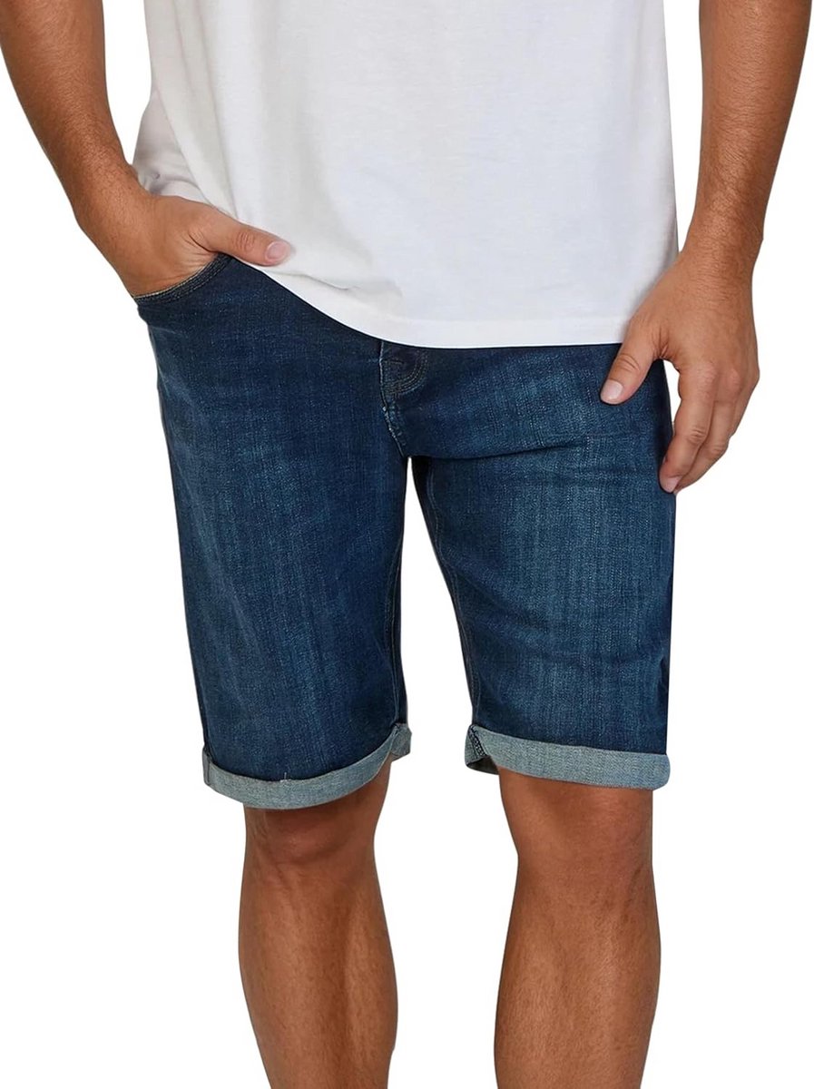 Heren Slim Fit Jeansshorts Katoen Denim Korte Broek met Normale Taille