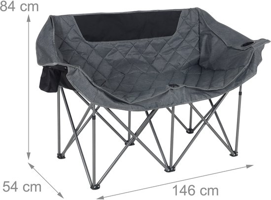 Campingbank - 146x84x54 cm - grijs van Merkloos — afbeelding 5