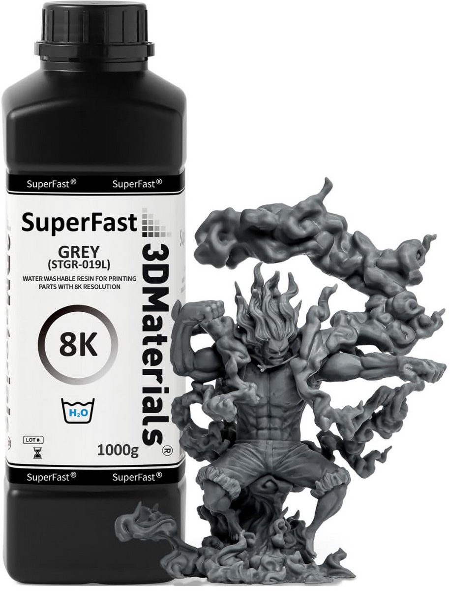 Supersnelle 8K Waterwasbare 3D-printerhars - 50µm Print in 0,5 Sec - 1000g Grijs