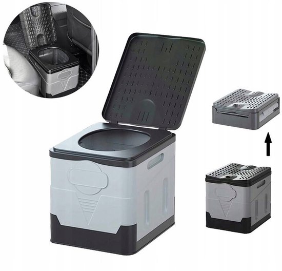 Campingtoiletten - Draagbaar Toilet - Portable toilet - Noodtoilet - Grijs - 20L - 150kg Draagvermogen & Compact Ontwerp - Geschikt voor Kamperen, Auto en Thuis