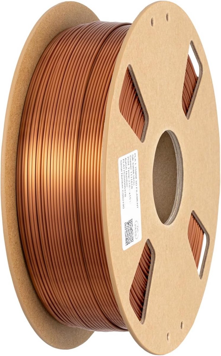 Zijdeachtig Koper PLA Filament 1.75mm 1kg voor 3D Printer - Glanzend Metallic Effect