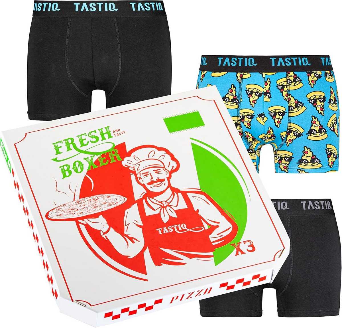 Grappige Boxer Shorts voor Heren met Pizza-print | Comfortabele Onderbroeken Cadeaupakket