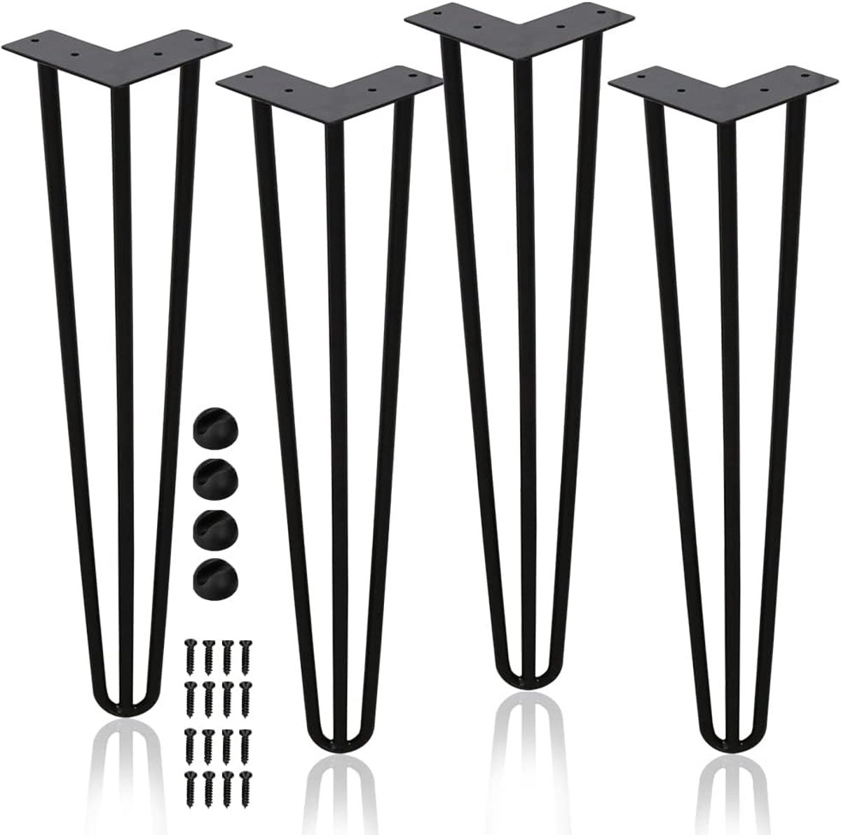 Set van 4 Zwarte Haarspeld Tafelpoten Metaal 30 cm voor Bureau en Salontafel