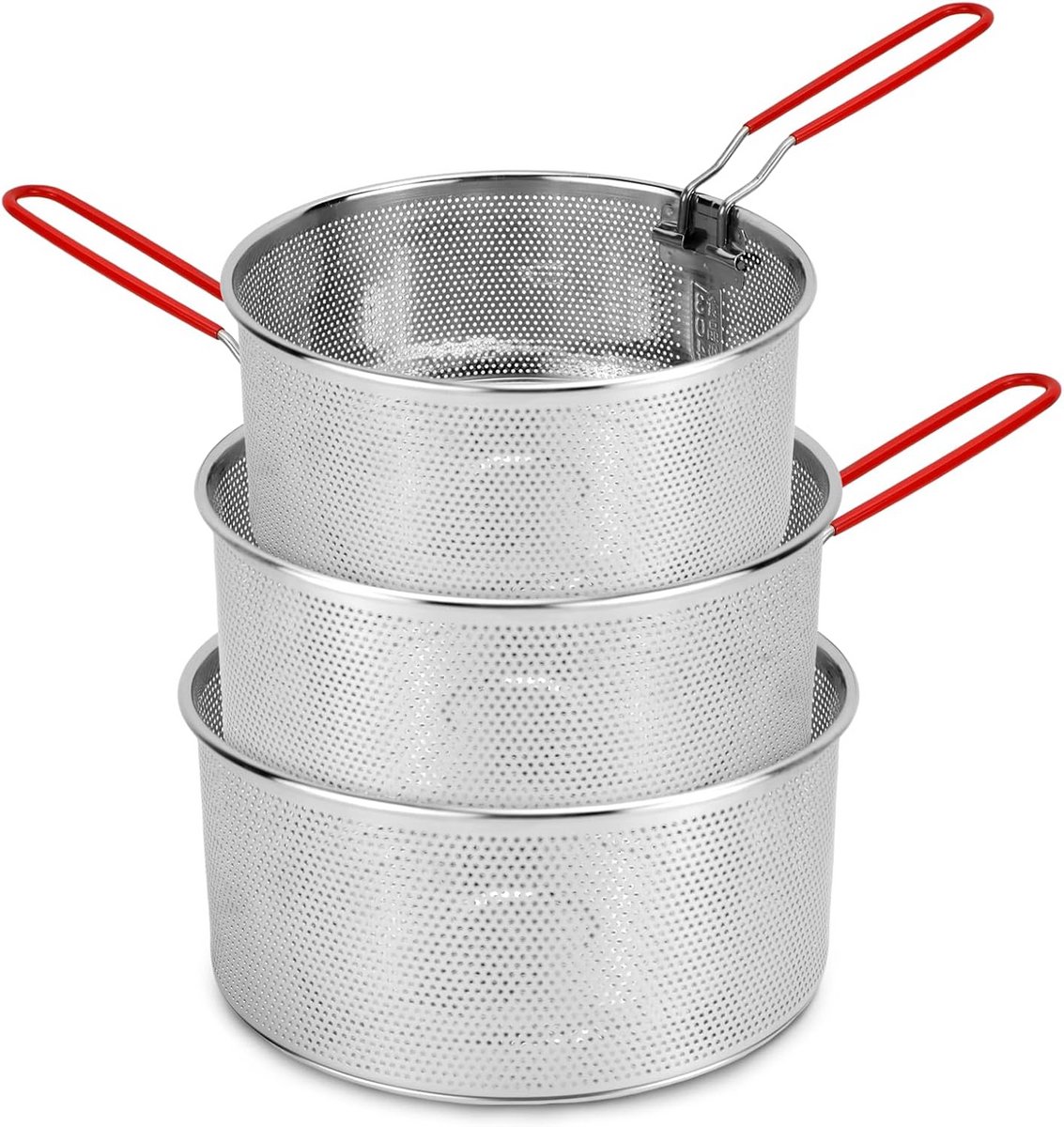 Set van 3 RVS Keuken Zeven met Afneembare Handgrepen - 16, 18, 20 cm