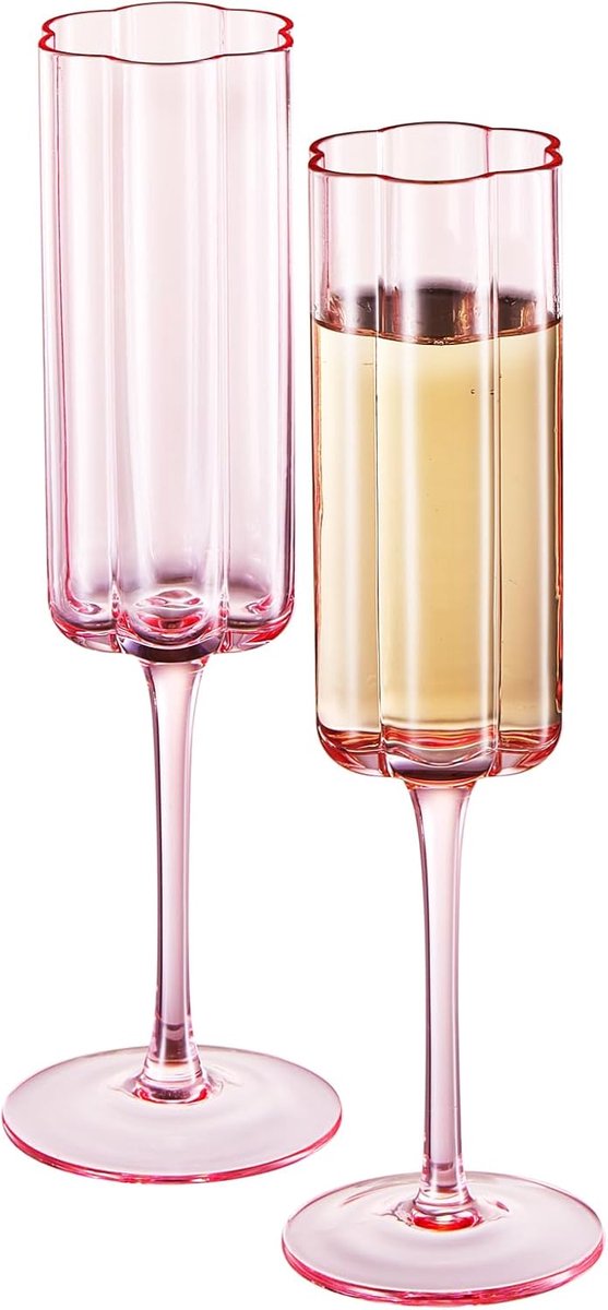 Set van Luxe Gekleurde Champagne Fluiten - Vintage Stijl Cocktail en Prosecco Glazen