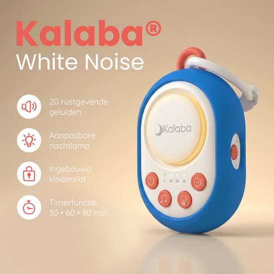 Kalaba Go – White Noise Machine Baby – Witte Ruis Apparaat – 20 Geluiden – Nachtlampje – Oplaadbaar – Blauw — afbeelding 4