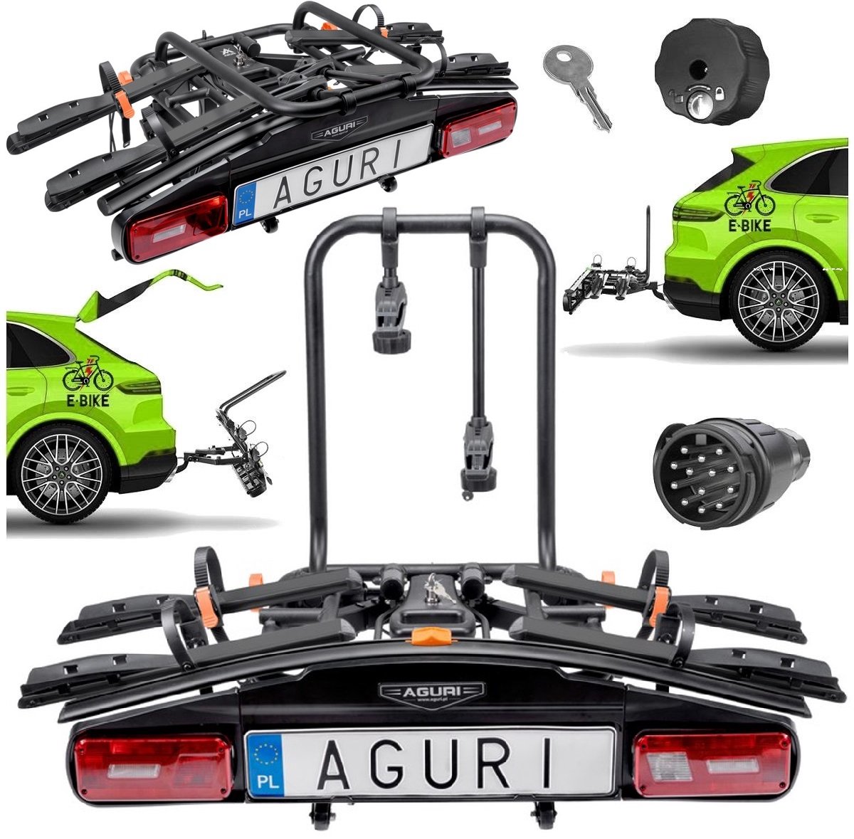 Aguri Active fietsendrager voor 2 (elektrische) fietsen 13-pins