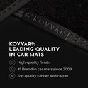 Logo Kovvar sur tapis de voiture noir avec texte 'Leading Quality'