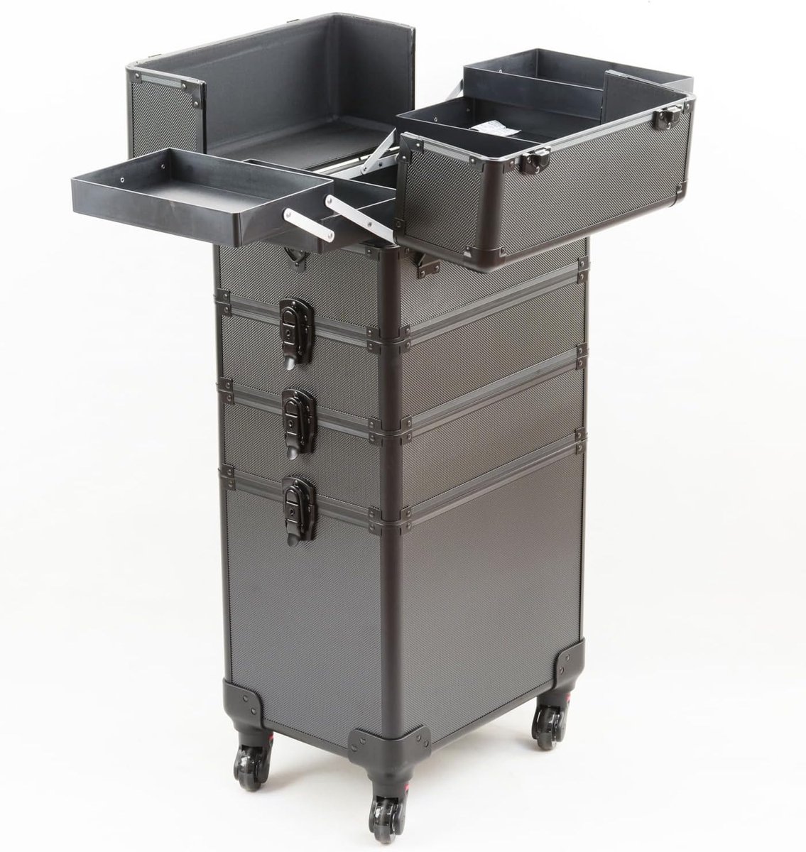Professionele Make-up Trolley Koffer - 4-in-1 Verrijdbare Beautycase Zwart