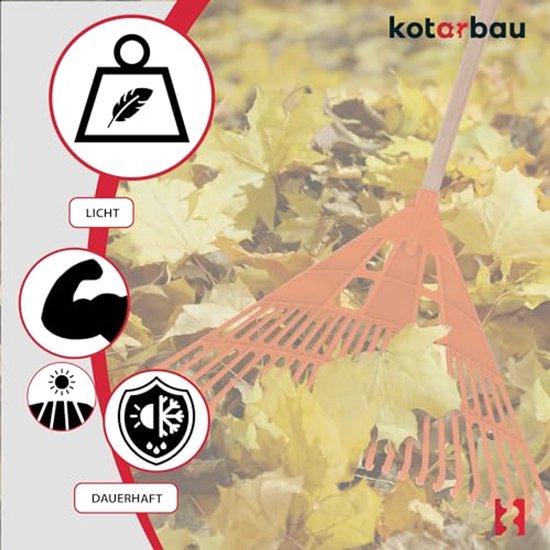KOTARBAU® Bladhark, Tuinhark van Kunststof, 61 cm, Oranje, met Steel, Gazonhark, Waaierbezem, Lichtgewicht Hark, Stevige Hark van Merkloos	 — afbeelding 5