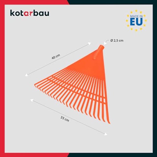 KOTARBAU® Bladhark, Tuinhark van Kunststof, 55 cm, Oranje, zonder Steel, Gazonhark, Waaierbezem, Lichtgewicht Hark, Stevige Hark van Merkloos	 — afbeelding 3