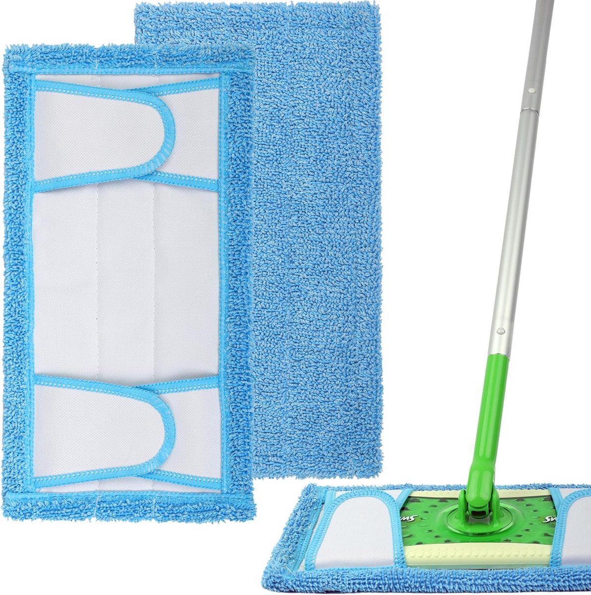 Wasbare Microvezel Dweilpads voor Stofwisssers - Nat en Droog Gebruik - 2 Stuks