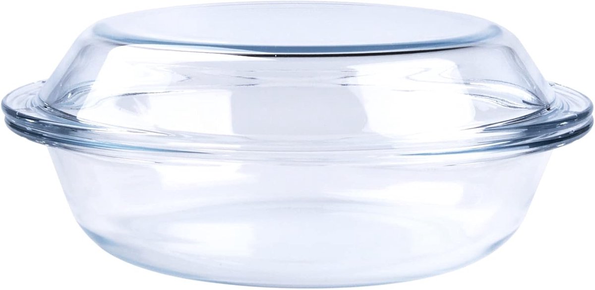 Ronde Ovenschaal van Gehard Glas met Deksel, 1.8 Liter
